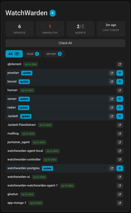 Compact mode — all containers