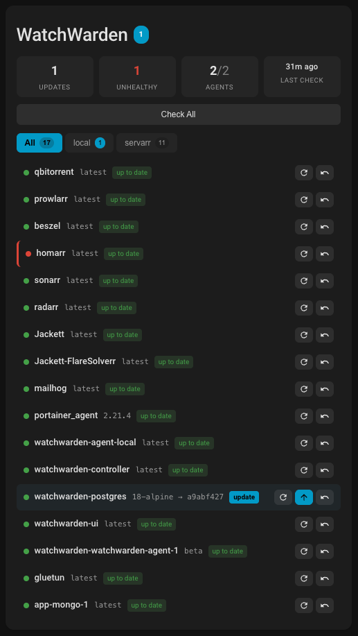 WatchWarden card in regular mode